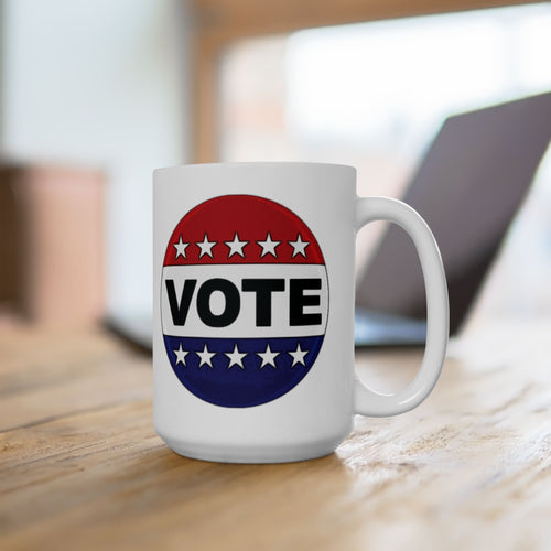 Vote Button (Election 2024) - Ceramic Mug, (11oz, 15oz)