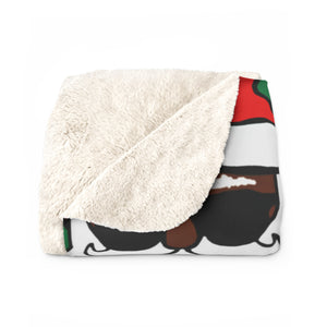 "Black Santa Ho Ho Ho" Graphic Print Sherpa Fleece Blanket (Green)