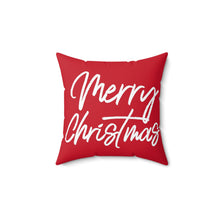 Load image into Gallery viewer, “Merry Christmas” Spun Polyester Square Pillow - Red