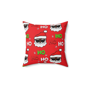 “Black Santa Ho Ho Ho” Spun Polyester Square Pillow