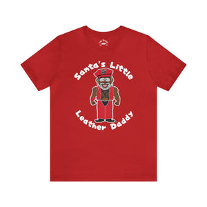 "Santa's Little Leather Daddy" Custom Graphic Print Unisex Jersey Short Sleeve Tee