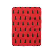 Load image into Gallery viewer, &quot;Christmas Trees&quot; Graphic Print Sherpa Fleece Blanket
