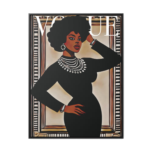 Vintage Black Beauty: The Vogue Cover Series - Digital Art on Matte Canvas