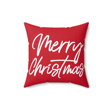 Load image into Gallery viewer, “Merry Christmas” Spun Polyester Square Pillow - Red