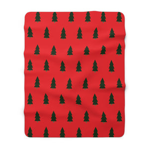 "Christmas Trees" Graphic Print Sherpa Fleece Blanket