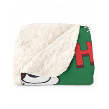 Load image into Gallery viewer, &quot;Black Santa Ho Ho Ho&quot; Graphic Print Sherpa Fleece Blanket (Green)