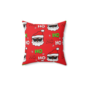 “Black Santa Ho Ho Ho” Spun Polyester Square Pillow