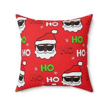 Load image into Gallery viewer, “Black Santa Ho Ho Ho” Spun Polyester Square Pillow