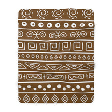 Load image into Gallery viewer, &quot;Patterns - Brown&quot; Graphic Print Sherpa Fleece Blanket
