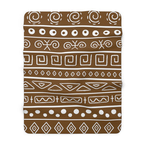 "Patterns - Brown" Graphic Print Sherpa Fleece Blanket